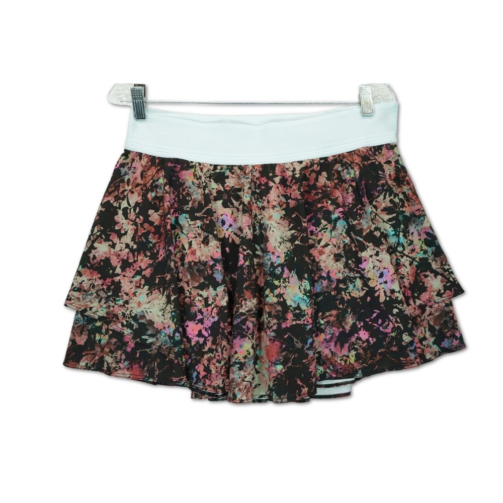 Lululemon‎ Court Rival High Rise Skirt Long Length Stencil Blossom Size 10